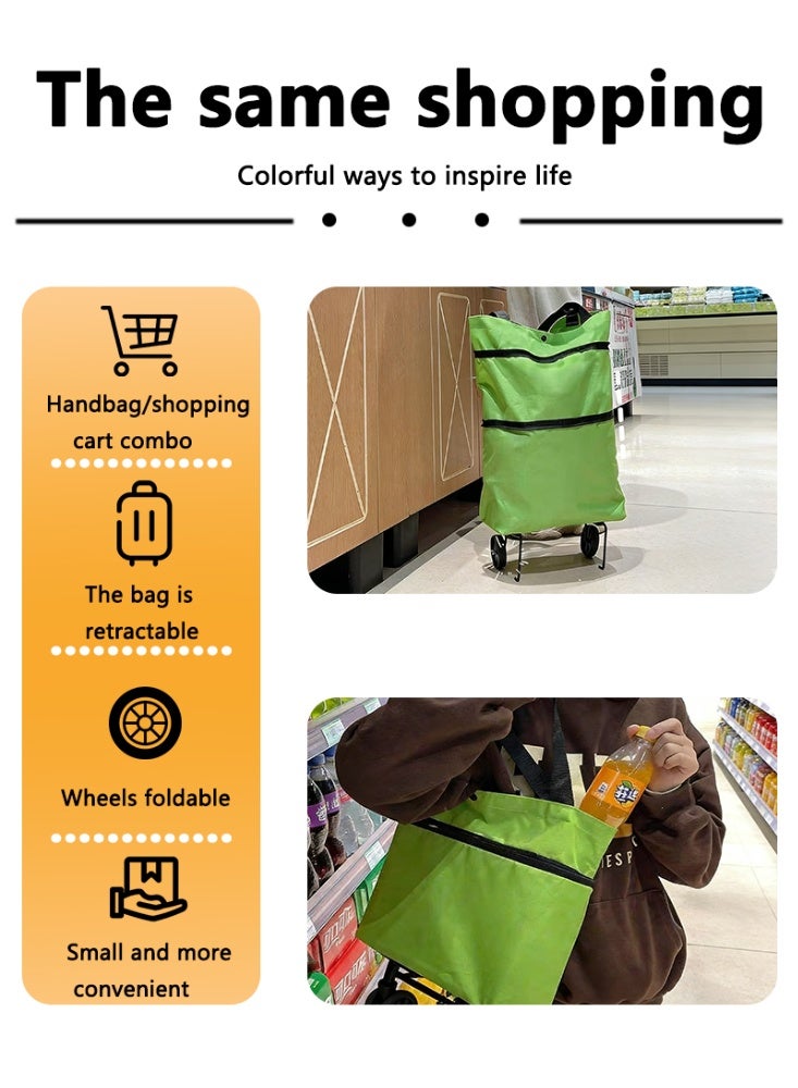 Portable Wheeled Shopping Bag - Reusable & Waterproof Trolley Cart - Image 2